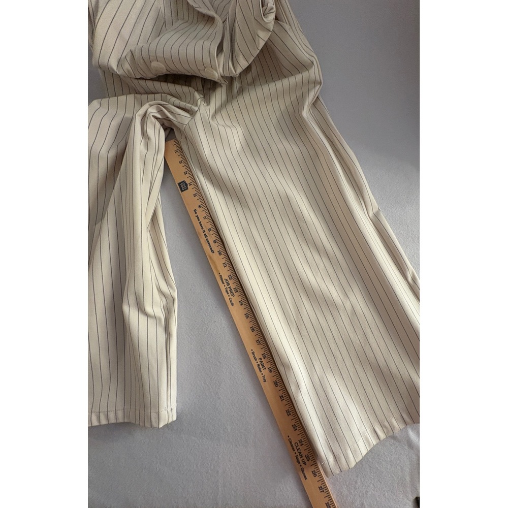 A New Day Womens Sz S Pinstripe Halter Jumpsuit Cream Black Double Breasted Wide - Picture 9 of 9